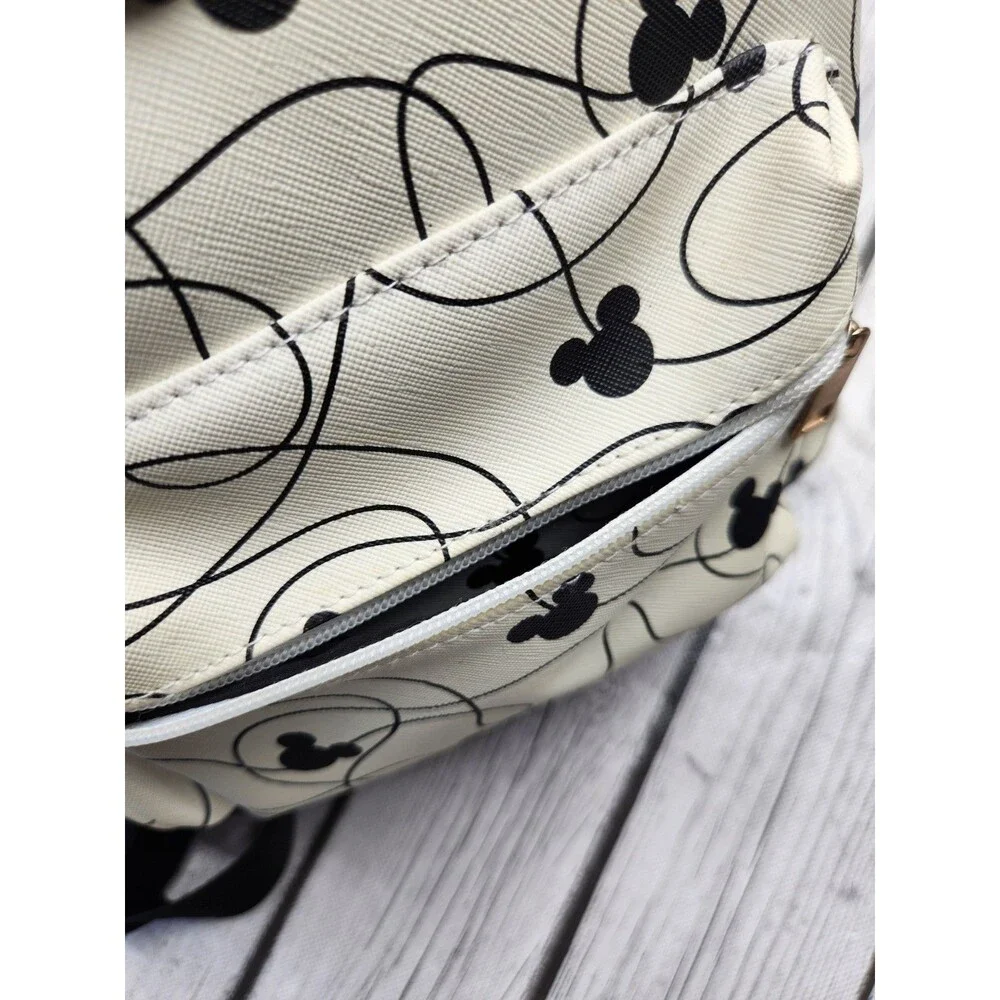 Disney Mickey Mouse Mini Backpack White Black Scribble Line Art 3D Ears Bioworld